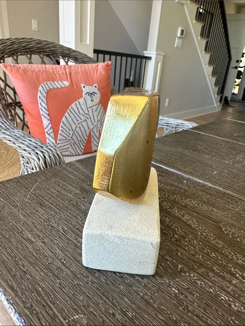 West Elm Mini Gold oval stature on marble 4x4 collectible